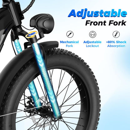 Aipas M1 Max Electric Bike for Adults, 26"x4" Fat Tire Ebike Air Suspension