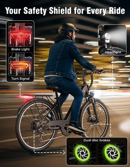 Jasion Roamer/ST Electric Bike for Adults, 26'' Commuter Ebike 1200W Adult Ebike 528WH Removable Battery