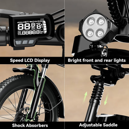 EUYBIKE Foldable Electric Bike for Adults, 48V 20Ah Removable Battery