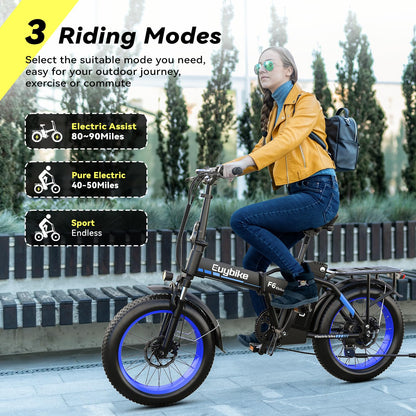 EUYBIKE Foldable Electric Bike for Adults, 48V 20Ah Removable Battery