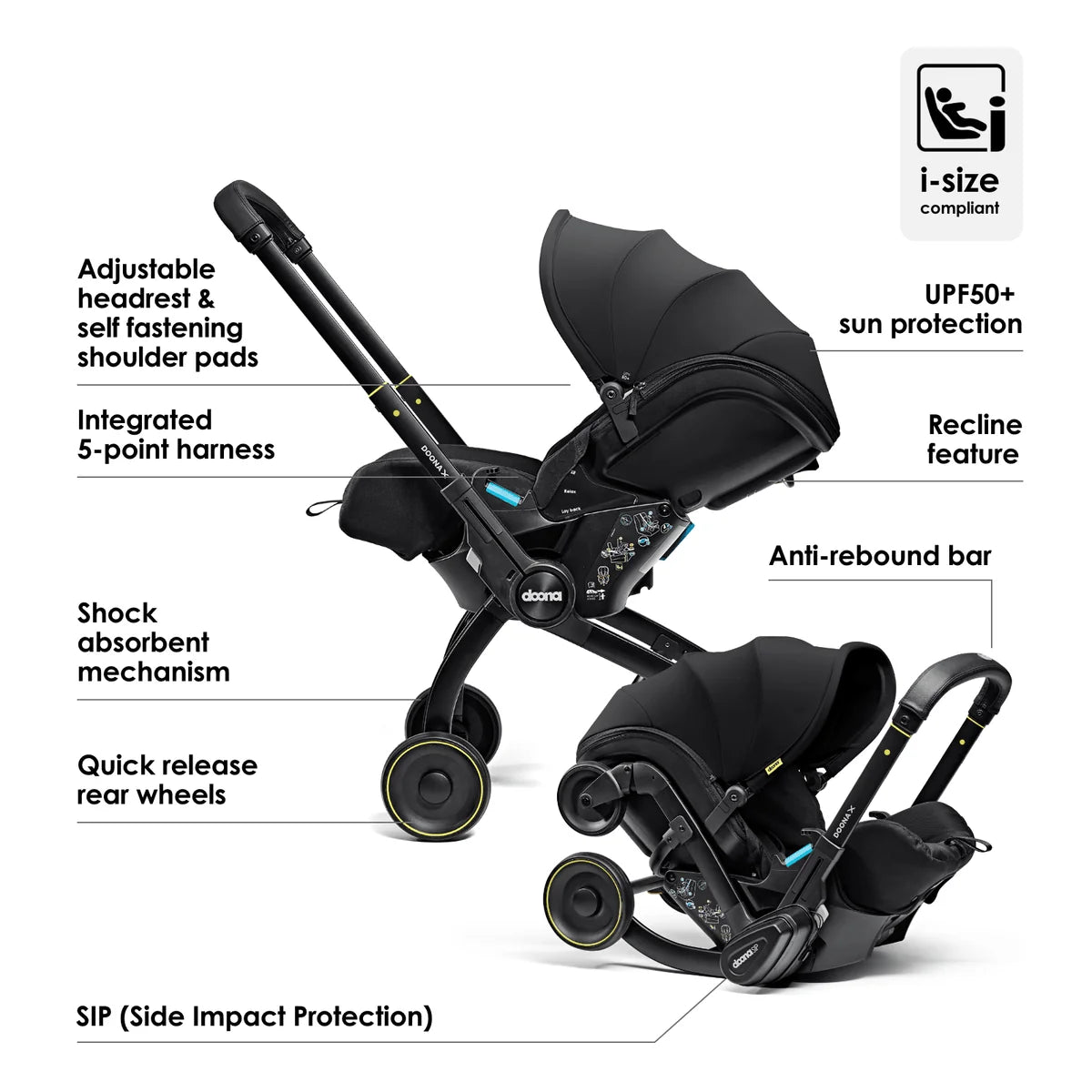 Doona X Infant Car Seat & Stroller – Nitro Black