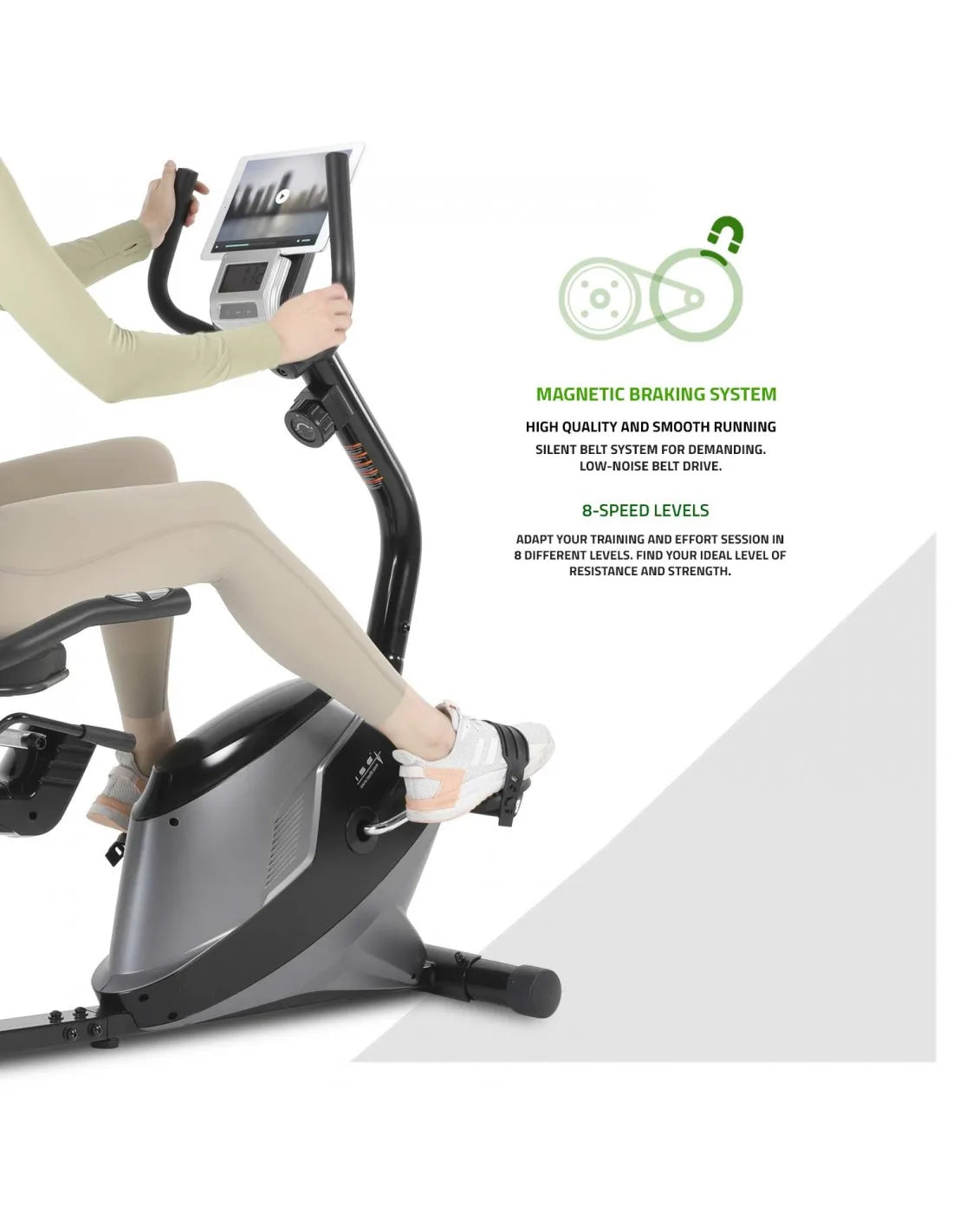 Recumbent Magnetic Exercise Bike with 8 Resistance Levels