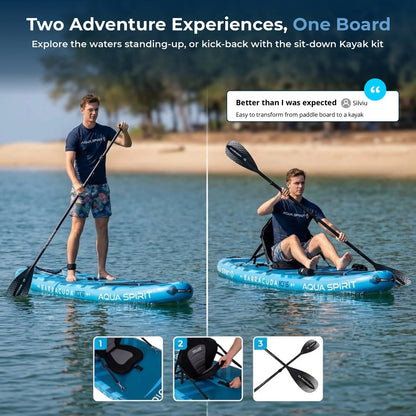 Aqua Spirit Barracuda 10'6" Inflatable SUP Paddle Board with Kayak Conversion Kit