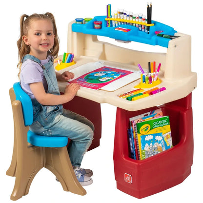 Step2 Art Activity Desk Deluxe – Kids Art Table with Easel & Storage