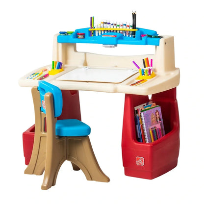 Step2 Art Activity Desk Deluxe – Kids Art Table with Easel & Storage