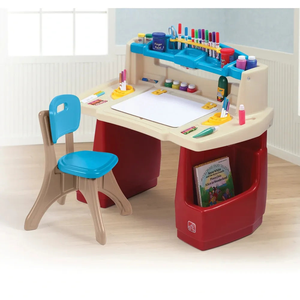 Step2 Art Activity Desk Deluxe – Kids Art Table with Easel & Storage